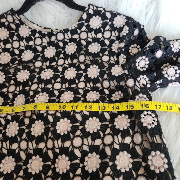 Kate Spade Shift Dress‎ 0 Daisy Crochet Lace Floral Black 3/4 Sleeves Wedding - Picture 7 of 16